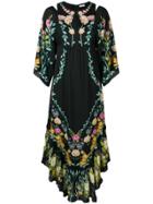 Vilshenko Asymmetric Hem Floral Dress - Black