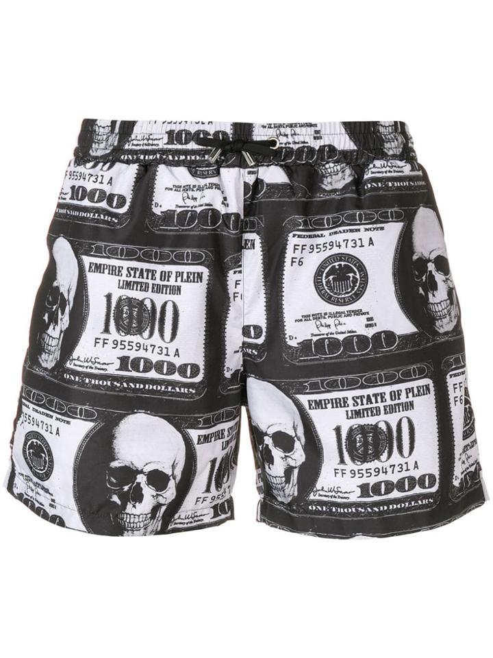 Philipp Plein Dollar Bill Print Swim Shorts - Black