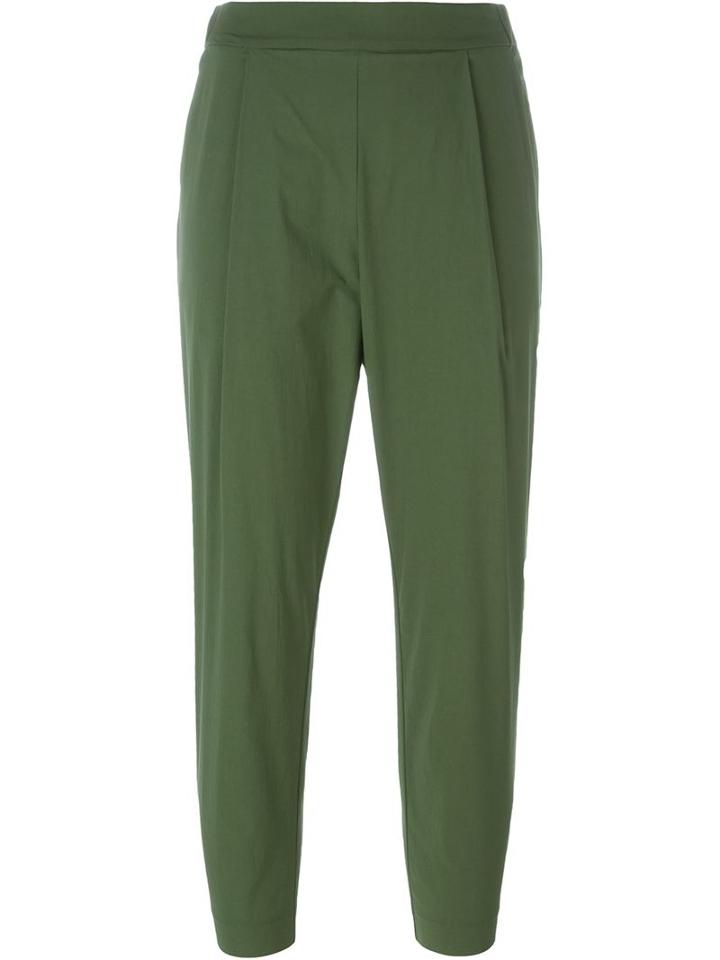 Erika Cavallini Cropped Slim Trousers, Women's, Size: 44, Green, Cotton/spandex/elastane