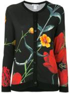 Oscar De La Renta Knit Floral Cardigan - Black