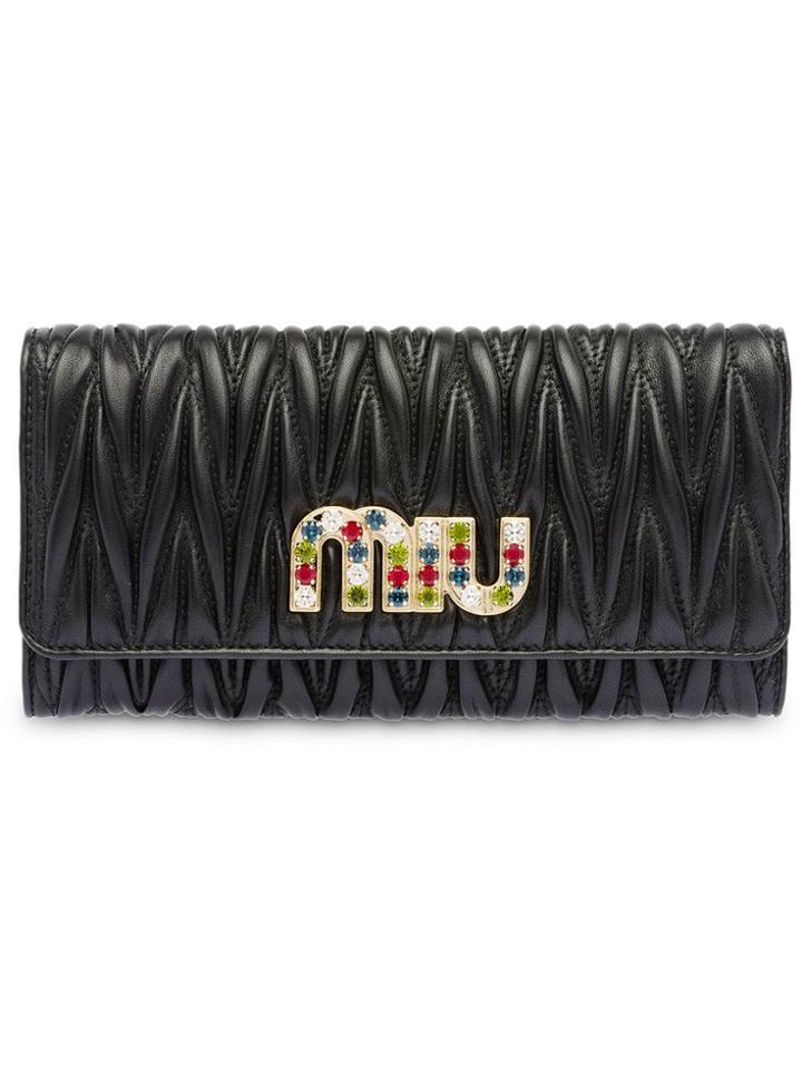 Miu Miu Matelassé Nappa Wallet - Black