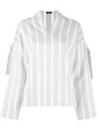 Joseph - Wide Striped Blouse - Women - Silk/cotton - 38, Women's, Grey, Silk/cotton
