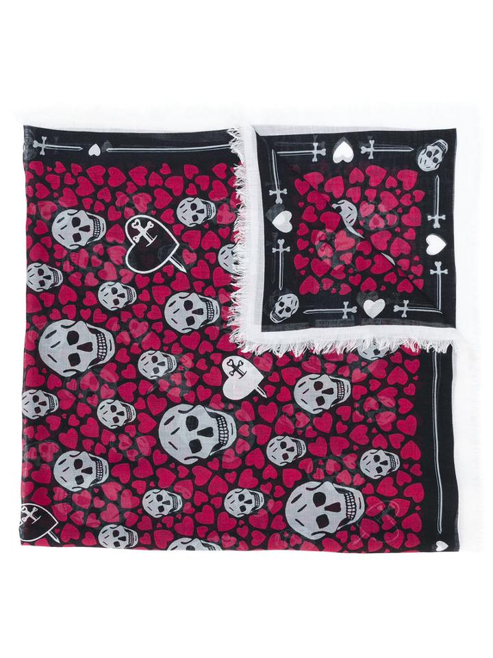 Alexander Mcqueen - Skull, Dagger And Heart Print Scarf - Women - Silk/modal - One Size, Black, Silk/modal