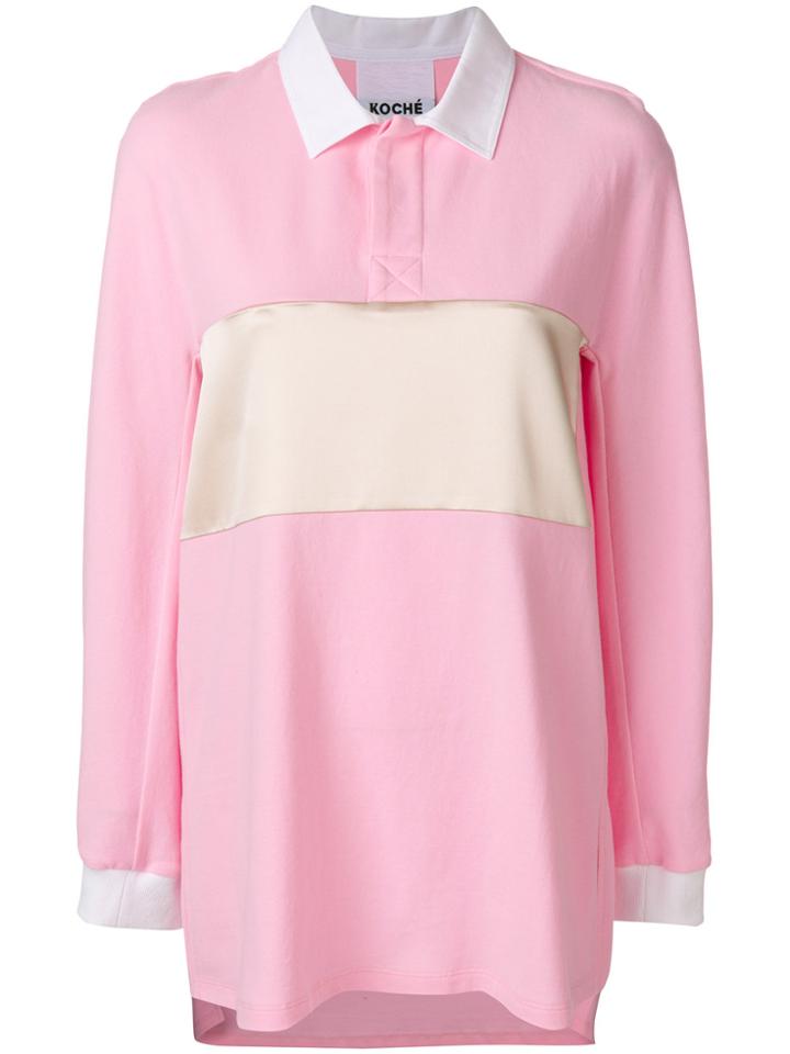 Koché Stripe Polo Jumper - Pink & Purple