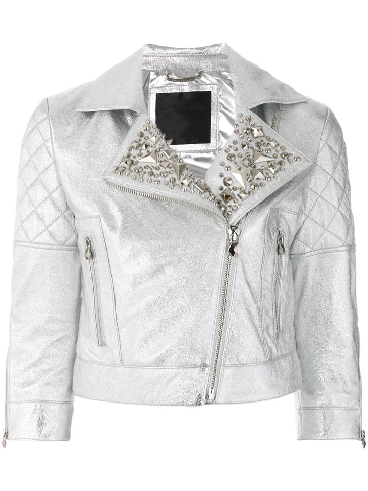Philipp Plein Up And Down Biker Jacket - Metallic