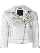 Philipp Plein Up And Down Biker Jacket - Metallic