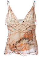 Christopher Kane - Beaded Marble Print Top - Women - Silk - 40, Nude/neutrals, Silk