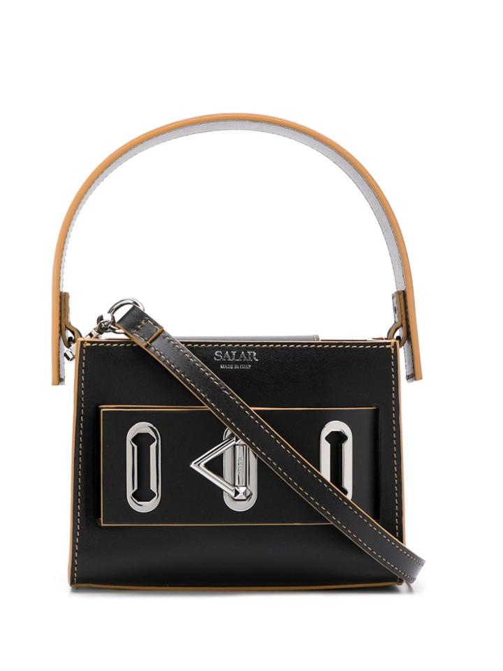 Salar Contrast Stitching Tote Bag - Black