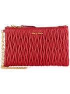 Miu Miu Matelassé Wristlet Clutch - Red