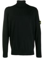 Stone Island Roll-neck Logo Sweater - Black