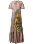 Valentino - Painted Floral Effect Gown - Women - Cotton - 40, Nude/neutrals, Cotton