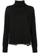 Sacai Pleated Printed Back Turtleneck Sweater - Black