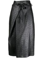 Odeeh Wrap-style Midi Skirt - Grey