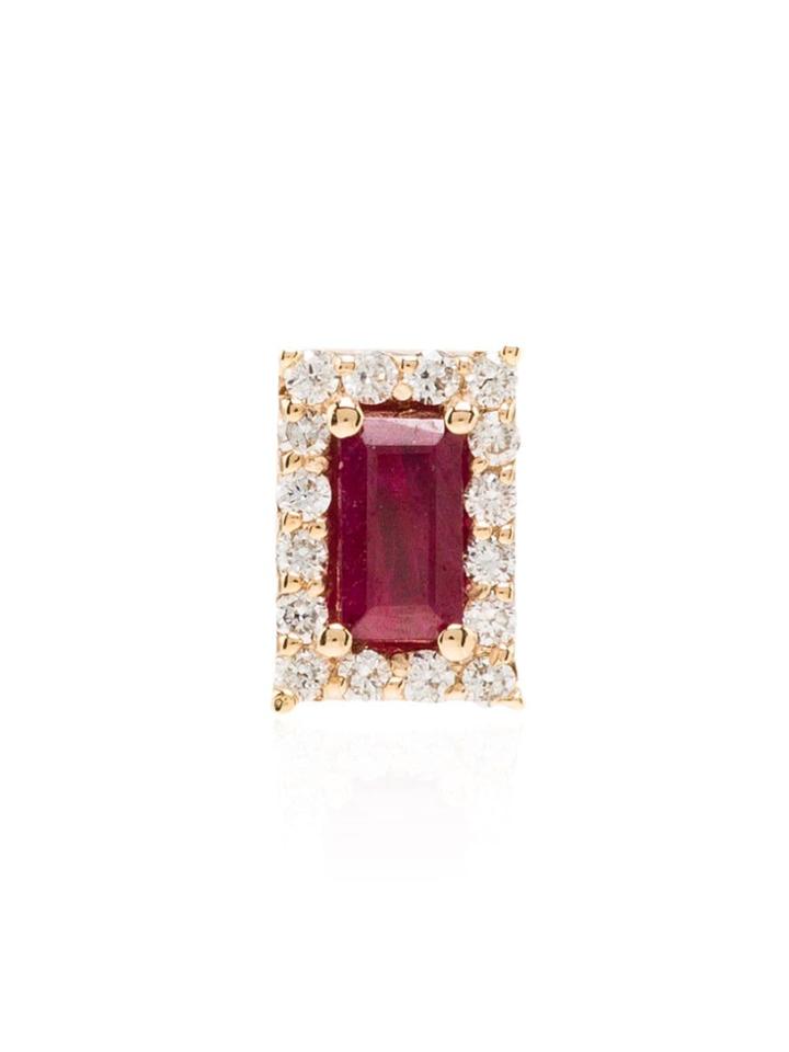 Alison Lou 14kt Yellow Gold R Ruby Stud Earring