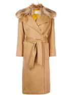 L'autre Chose Fur Collar Trench Coat - Nude & Neutrals