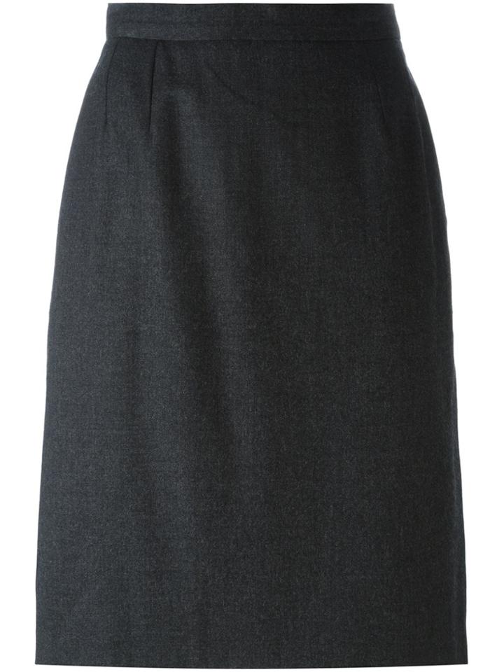 Yves Saint Laurent Vintage Straight Midi Skirt - Grey