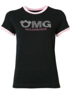 Nicopanda - Logo Ringer T-shirt - Women - Cotton - M, Black, Cotton