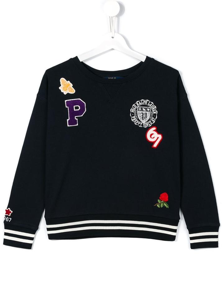 Ralph Lauren Kids Patch Detail Sweatshirt, Girl's, Size: 8 Yrs, Blue