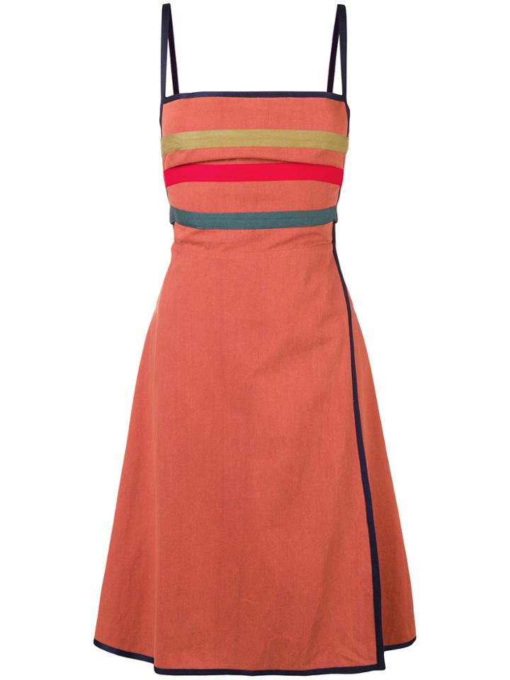 Sadie Williams Lace Back Stripe Detail Dress - Red
