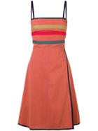 Sadie Williams Lace Back Stripe Detail Dress - Red