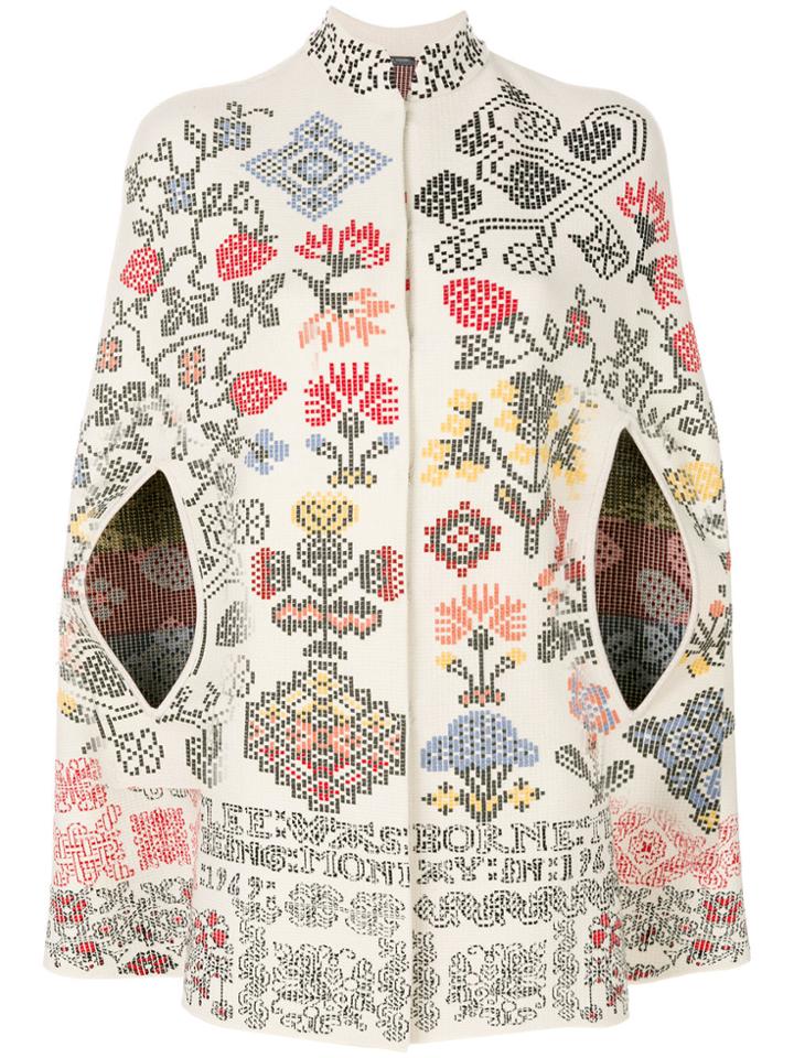 Alexander Mcqueen Cross-stitch Jacquard Cape - Multicolour