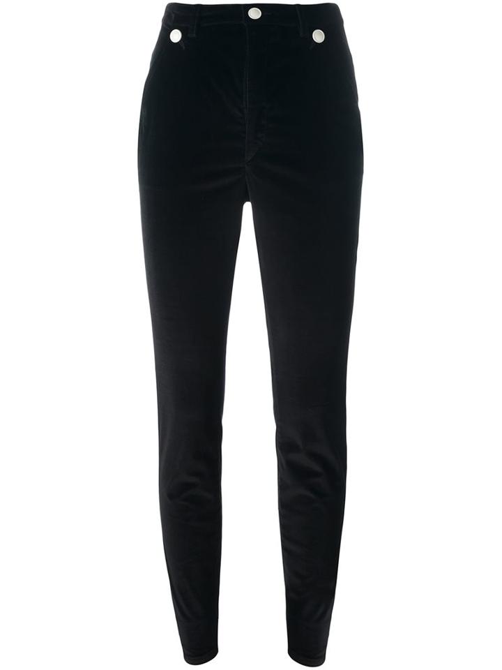 Isabel Marant Skinny Button Detail Trousers, Women's, Size: 40, Black, Polyester/cotton/spandex/elastane
