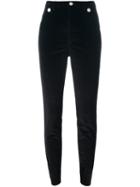Isabel Marant Skinny Button Detail Trousers, Women's, Size: 40, Black, Polyester/cotton/spandex/elastane