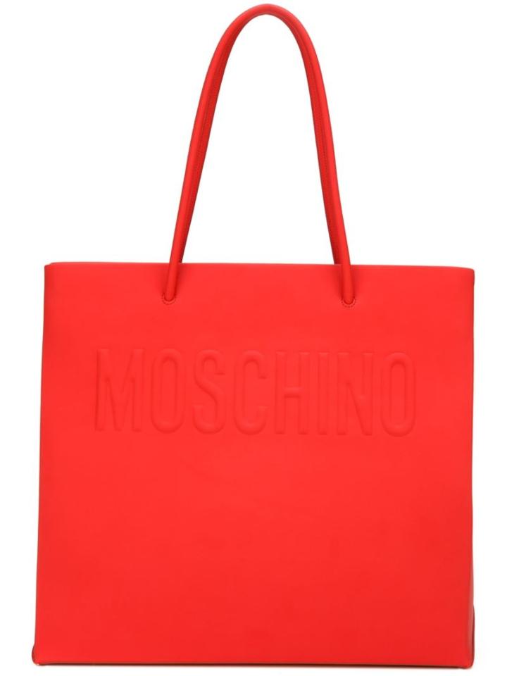 Moschino Logo Embossed Shopper Tote, Women's, Red