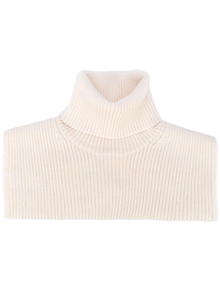 Mm6 Maison Margiela - High Neck Collar Shawl - Women - Wool - M, Nude/neutrals, Wool