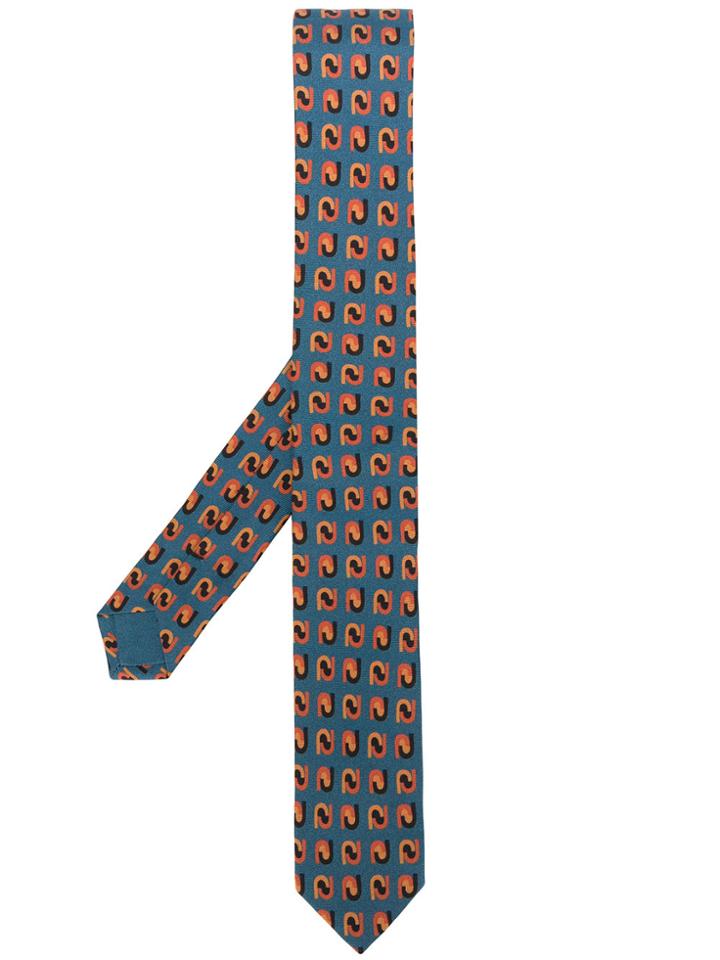 Prada Printed Tie - Blue