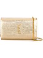 Saint Laurent 'monogram' Chain Wallet, Women's, Grey, Calf Leather
