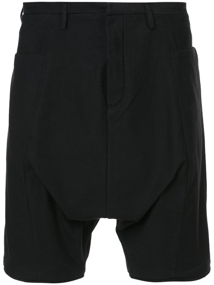 Label Under Construction Flat Front Drop-crotch Shorts - Black