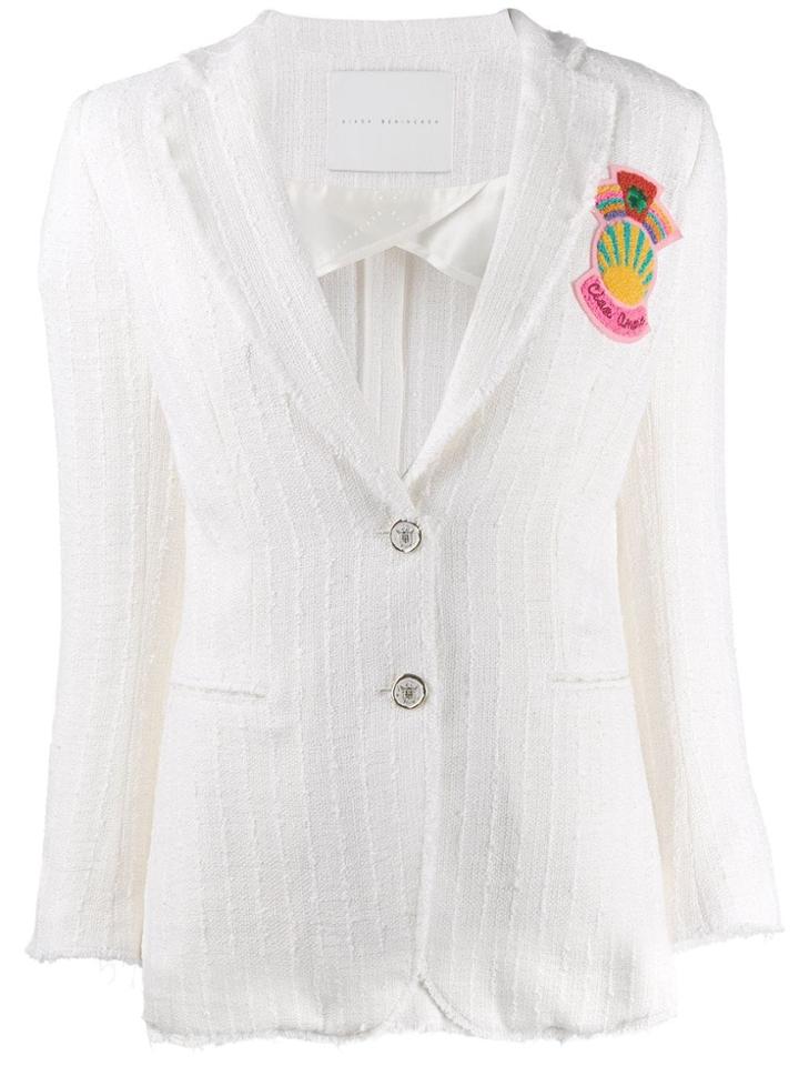 Giada Benincasa Patch Embellished Tweed Blazer - White