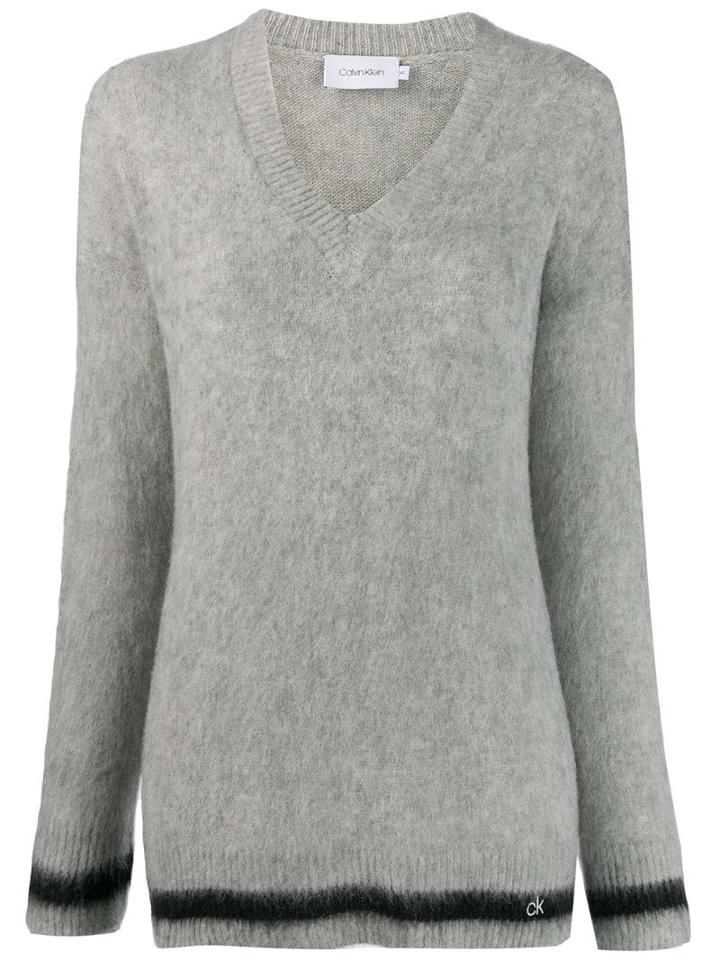 Calvin Klein Contrasting Stripe Jumper - Grey