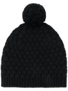 Dolce & Gabbana Weave Knit Pompom Hat - Black