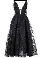 Carolina Herrera Sequinned Flared Maxi Dress, Women's, Size: 14, Black, Silk/polyester