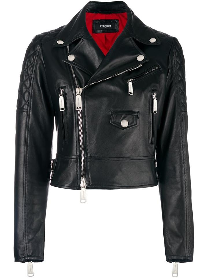Dsquared2 Ribbed Detail Biker Jacket