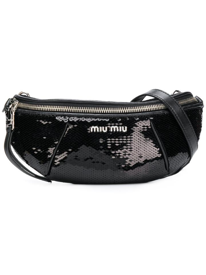 Miu Miu Sequin Zipped Bumbag - Black
