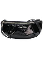 Miu Miu Sequin Zipped Bumbag - Black