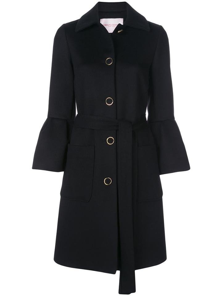 Carolina Herrera Flared-sleeve Belted Coat - Black