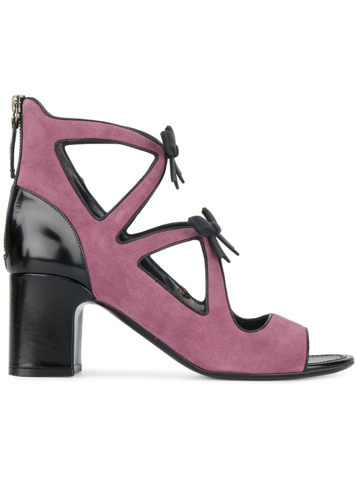 Fabrizio Viti Pink Suede Cut Out Bow 70 Sandals - Pink & Purple