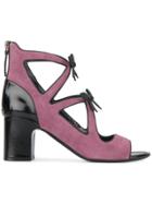Fabrizio Viti Pink Suede Cut Out Bow 70 Sandals - Pink & Purple