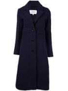 Carven Long Buttoned Coat, Women's, Size: 36, Blue, Wool/polyamide/acetate/viscose