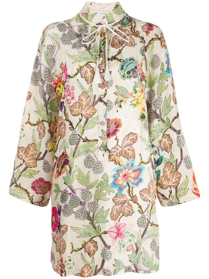 Etro Floral-print Tunic Dress - Neutrals