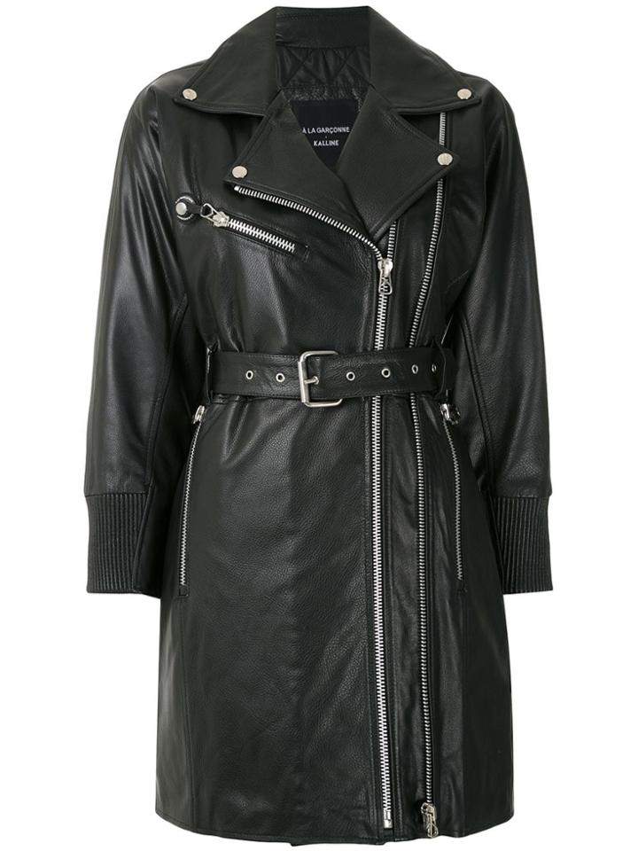 À La Garçonne + Kalline Elongated Leather Jacket - Black