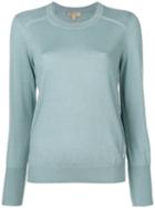 Burberry - Check Detail Knitted Sweater - Women - Merino - Xs, Blue, Merino