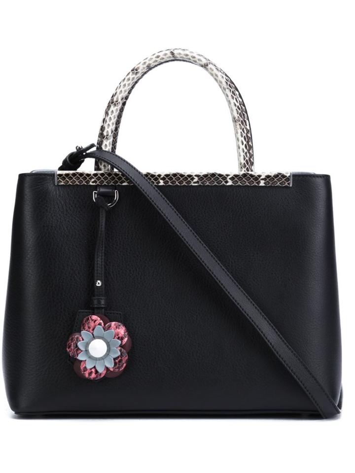 Fendi Small '2jours' Tote, Women's, Black, Snake Skin/calf Leather