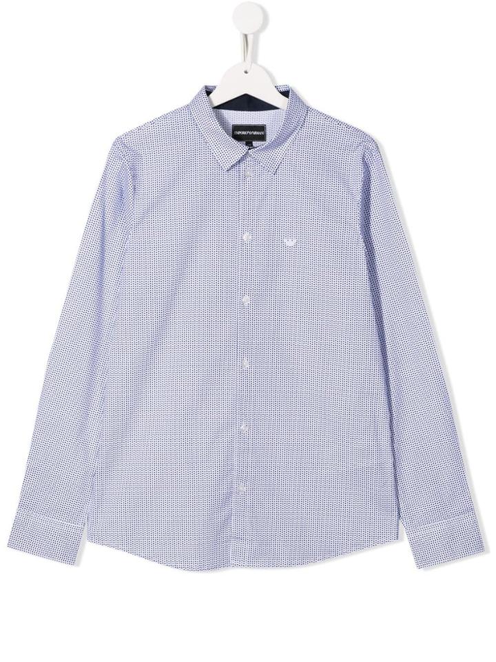 Emporio Armani Kids Teen Geometric Print Shirt - Blue