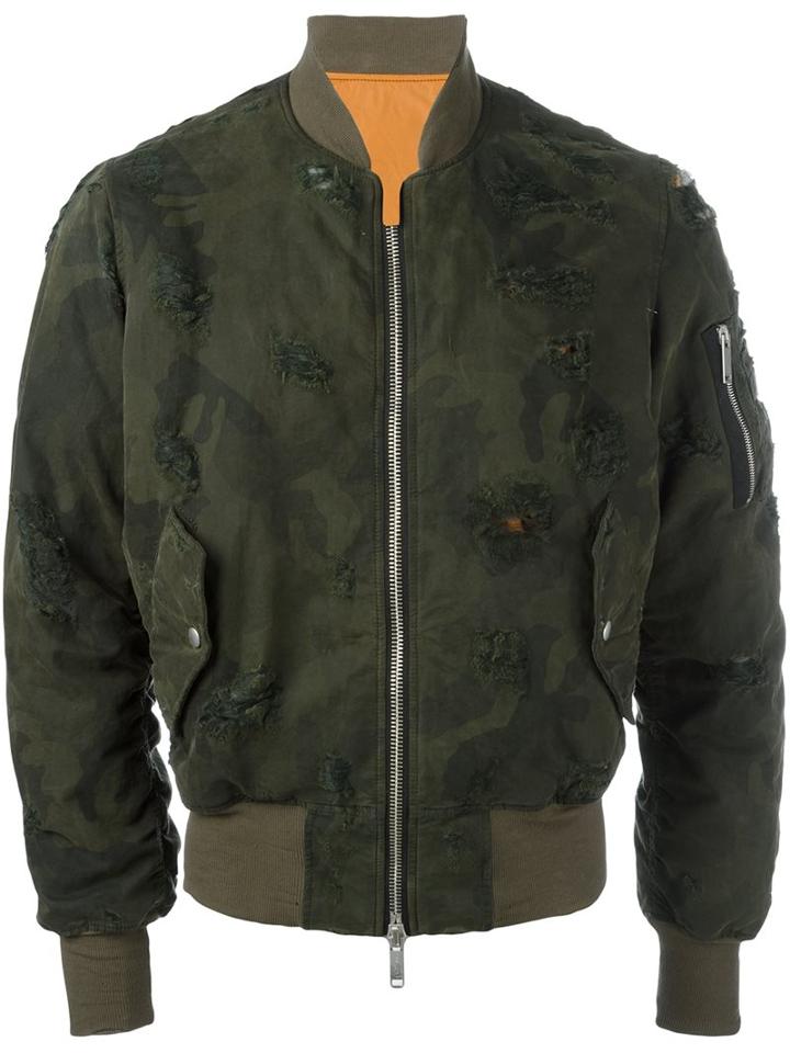 Unravel Camouflage Print Bomber Jacket