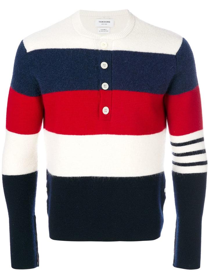 Thom Browne Rugby Stripe Wool Henley Pullover - Multicolour
